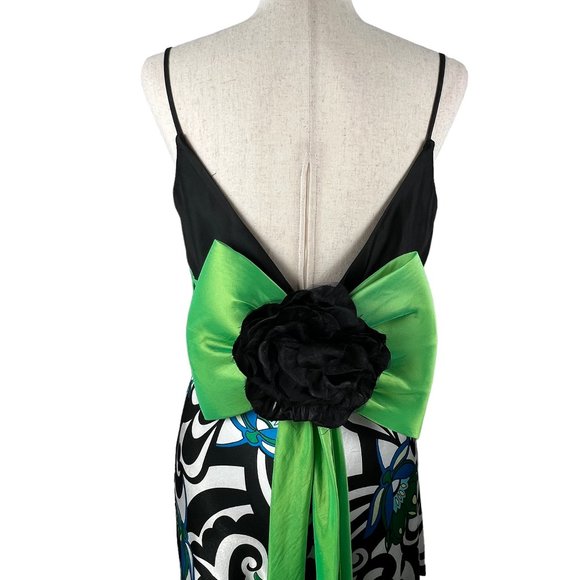 Stunning! Vintage JOVANI Black, Green, Blue Print Evening Gown Size 8 - Picture 12 of 15
